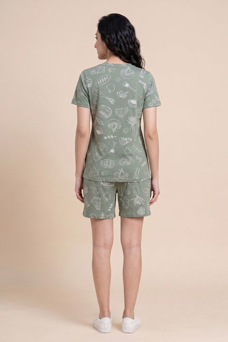 Zivame Knit Cotton Short Set - Iceberg Green — image 2
